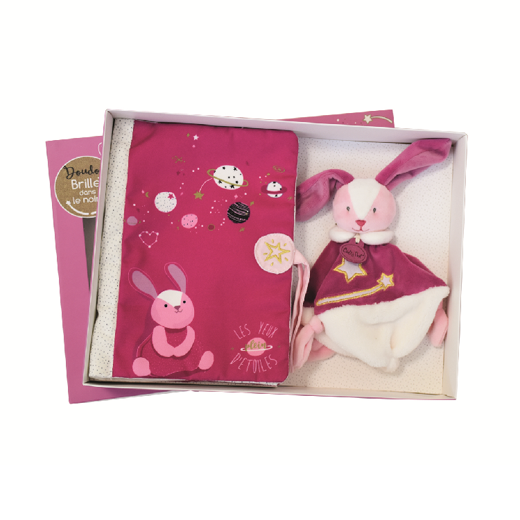  - les comètes - coffret   protège carnet santé lapin rose 